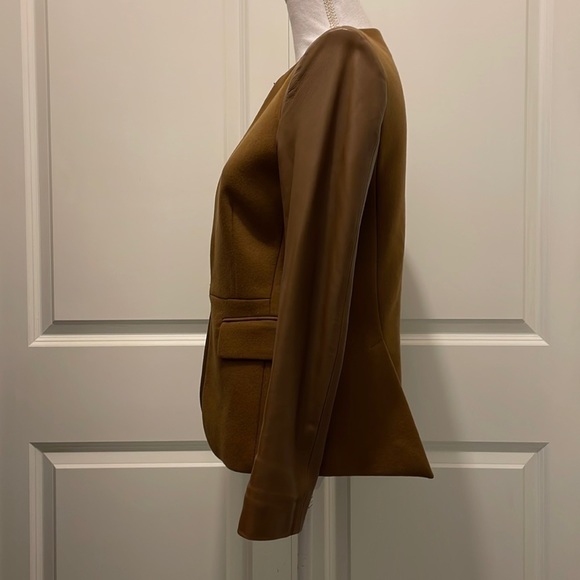 Neil Barrett Camel Brown Leather & Wool-blend Blazer - Picture 5 of 16